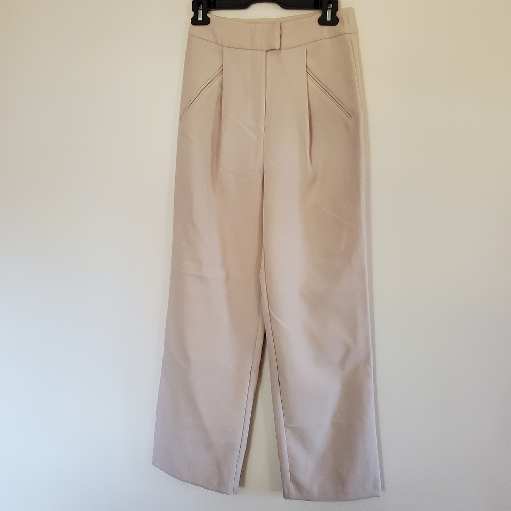 4th + Reckless Straight Leg High Waist Cream Baggy Dress Pants Ladies Size XS